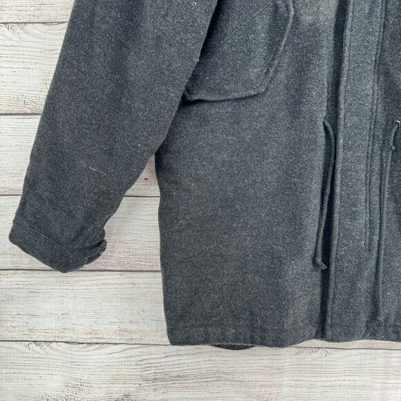 Vintage Polo Jeans Co Ralph Lauren Wool Blend Overcoat Jacket Mens M Black Gray - Picture 5 of 15